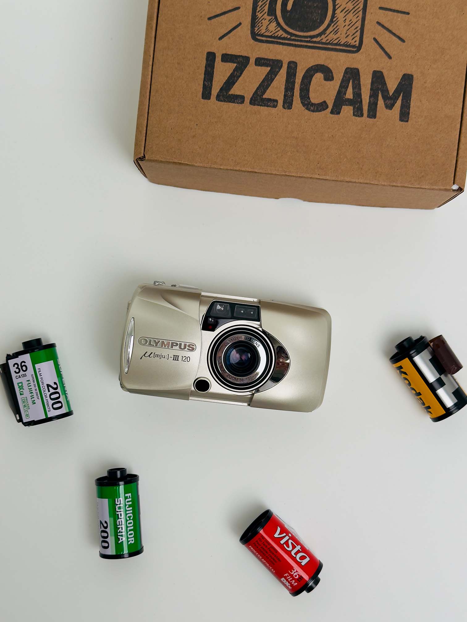 Пленочный фотоаппарат Olympus MJU III 120, вид спереди